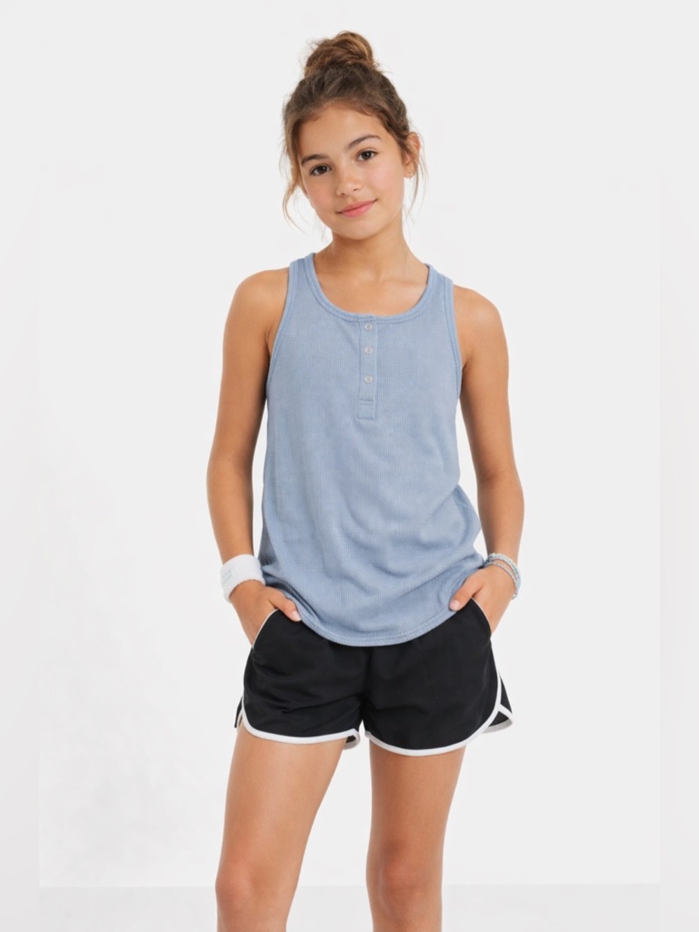 Ivivva by Lululemon Blue Calmness Henley Tank *Waffle 14